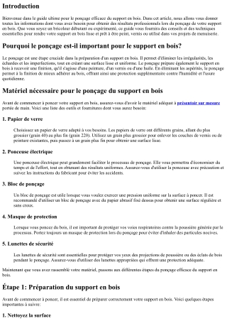 Guide Ultime Pour Le Ponçage Efficace Du support En bois