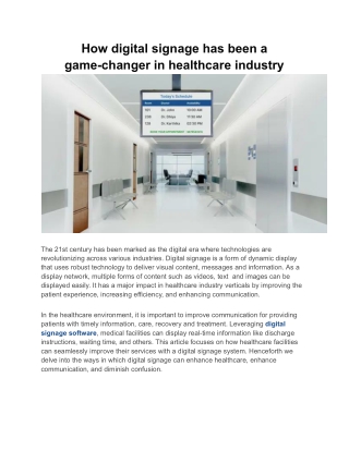 How digital signage has been a game-changer in healthcare industry (1)