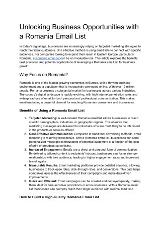 unlocking business opportunities with a romania