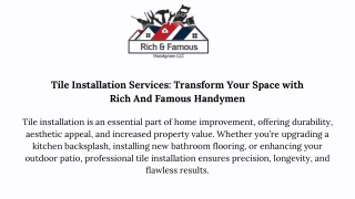 Expert Tile Installation Services for a Stunning and Durable Finish