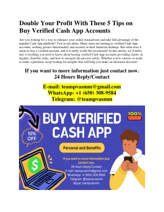 Double Your Profit With These 5 Tips on Buy Verified Cash App Accounts