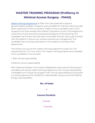 master training program profiency in minimal