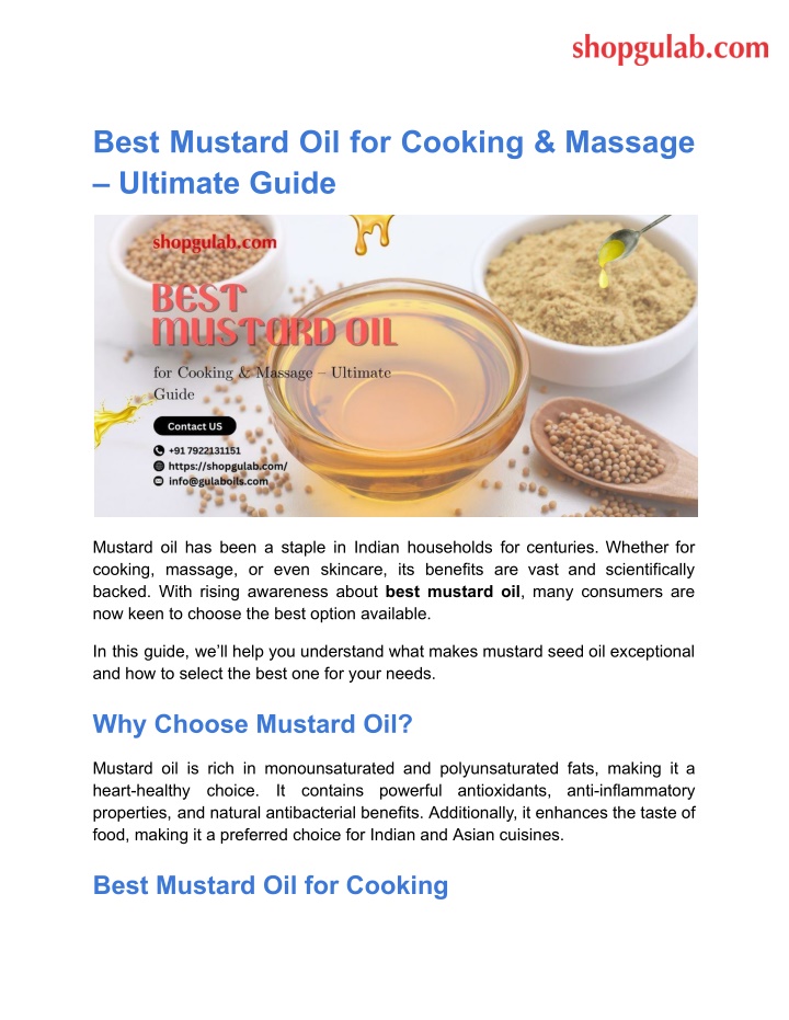 best mustard oil for cooking massage ultimate