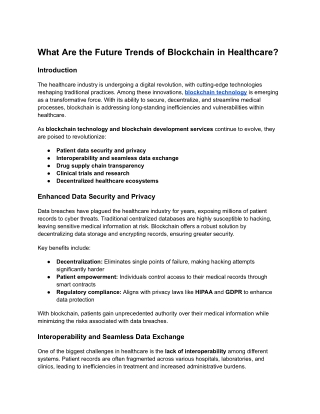What Are the Future Trends of Blockchain in Healthcare