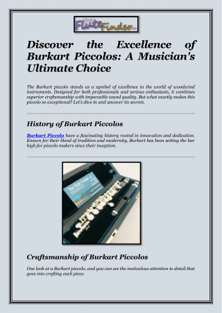 Discover the Excellence of Burkart Piccolos A Musician's Ultimate Choice