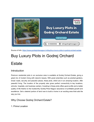 Buy Luxury Plots in Godrej Orchard Estate