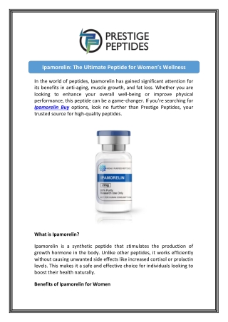 Ipamorelin Sale Happening Today - Prestige Peptides