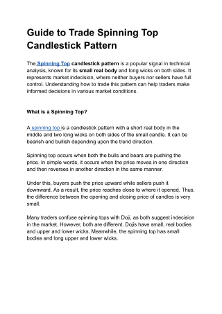 guide to trade spinning top candlestick pattern