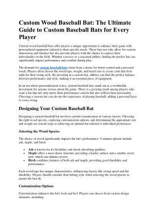 Custom Wood Baseball Bat The Ultimate Guide to Custom Baseball Bats for Every Player