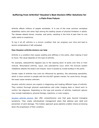 Suffering from Arthritis_ Houston’s Best Doctors Offer Solutions for a Pain-Free Future