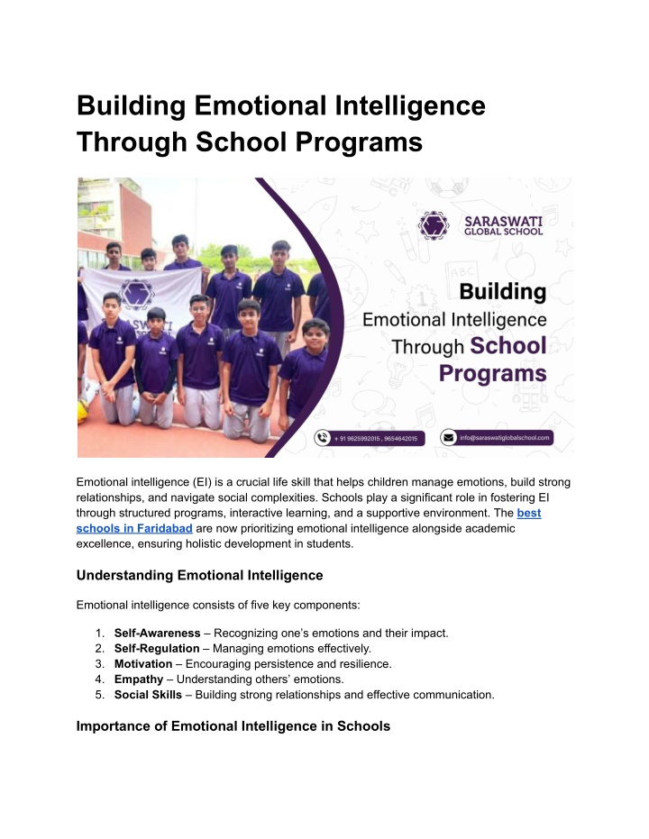 building emotional intelligence through school