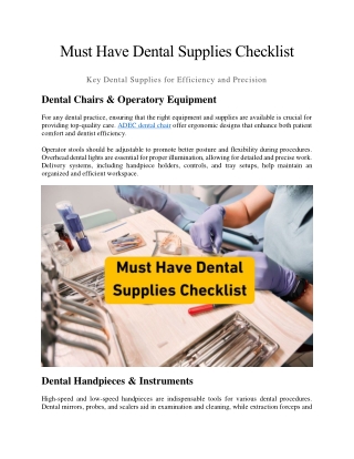 Must Have Dental Supplies Checklist