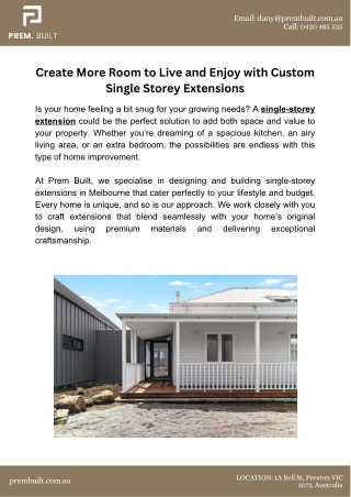 Create More Room to Live and Enjoy with Custom Single Storey Extensions