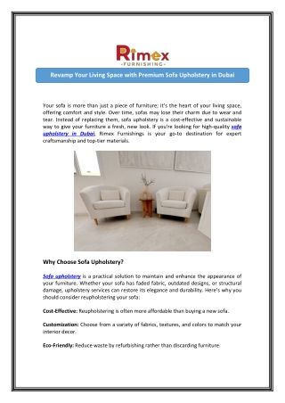 Transform Your Sofa with Best Upholstery in Dubai
