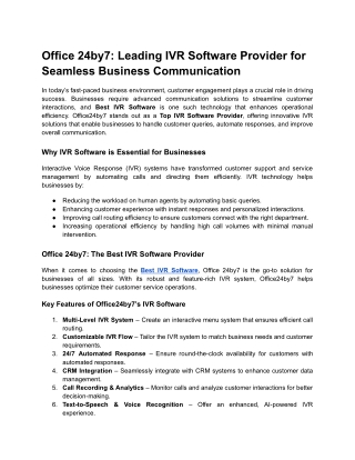 office 24by7 leading ivr software provider