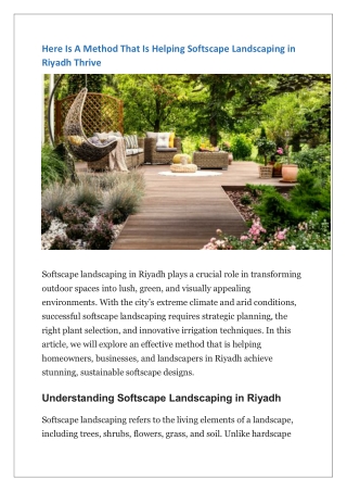 Here Is A Method That Is Helping Softscape Landscaping in Riyadh Thrive