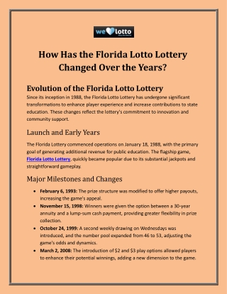 How Has the Florida Lotto Lottery Changed Over the Years