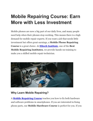 mobile repairing course earn more with less