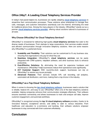 office 24by7 a leading cloud telephony services