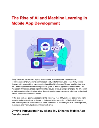 The Rise of AI and Machine Learning in Mobile App Development