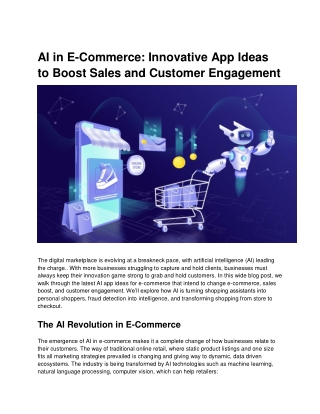 AI in E-Commerce: Innovative App Ideas to Boost Sales & Engagement