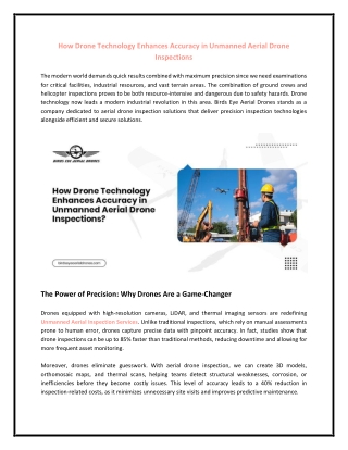 How Drone Technology Enhances Accuracy in Unmanned Aerial Drone Inspections
