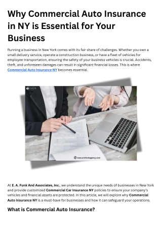 Why Commercial Auto Insurance in NY is Essential for Your Business