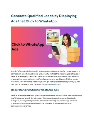 Generate Qualified Leads by Displaying Ads that Click to WhatsApp