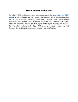 Score to Pass PMP Exam