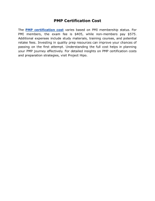 PMP Certification Cost