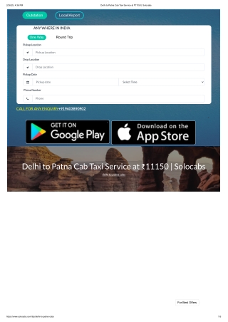 Delhi to Patna Cab Taxi Service at ₹11150 _ Solocabs