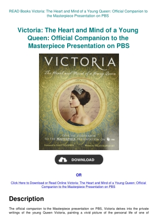 READ Books Victoria The Heart and Mind of a Young Queen Official Companion to the Masterpiece Presen