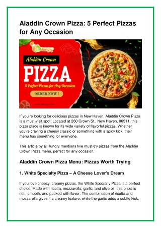 Aladdin Crown Pizza 5 Perfect Pizzas for Any Occasion