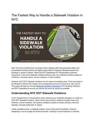 The Fastest Way to Handle a Sidewalk Violation in NYC
