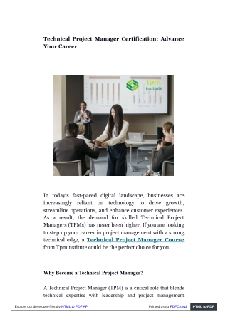 Role of a Technical Program Manager