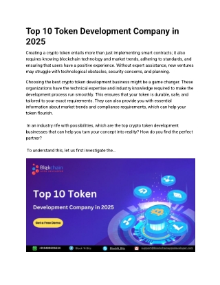 Top 10 Token Development Company in 2025