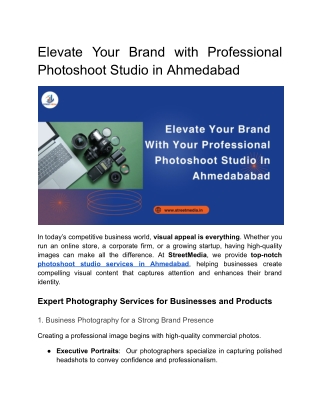 Elevate Your Brand with Professional Photoshoot Studio in Ahmedabad