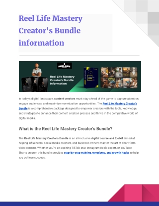 Reel Life Mastery Creator's Bundle information