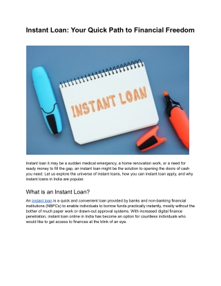 Instant Loan Your Quick Path to Financial Freedom
