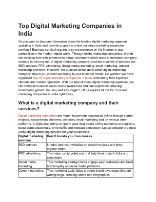 Top Digital Marketing Companies in India for 2025