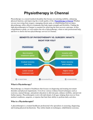 Physiotherapy in Chennai