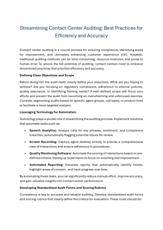 Streamlining Contact Center Auditing Best Practices for Efficiency and Accuracy