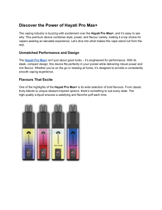 discover the power of hayati pro max