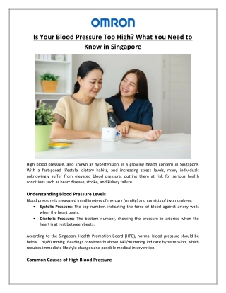 Is Your Blood Pressure Too High What You Need to Know in Singapore