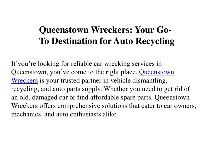 queenstown wreckers your go to destination