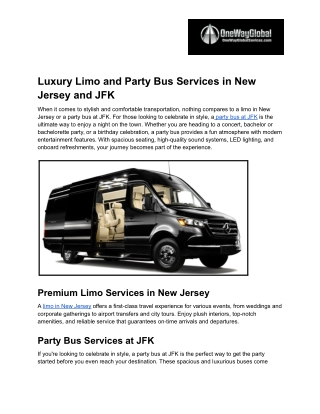 Luxury Limo and Party Bus Services in New Jersey and JFK