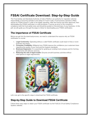 FSSAI Certificate Download: Step-by-Step Guide