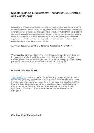 Muscle Building Supplements Thunderstruck, Creatine, and Ecdysterone