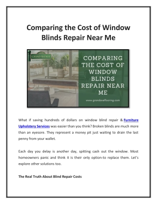 Comparing the Cost of Window Blinds Repair Near Me