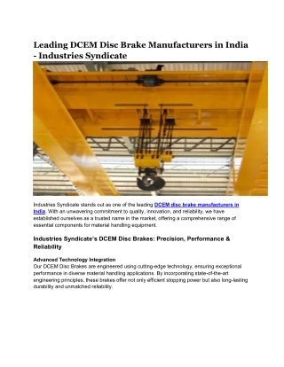 Leading DCEM Disc Brake Manufacturers in India - Industries Syndicate
